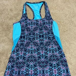 Fabletics Blue and Pink Patterned Tank Top